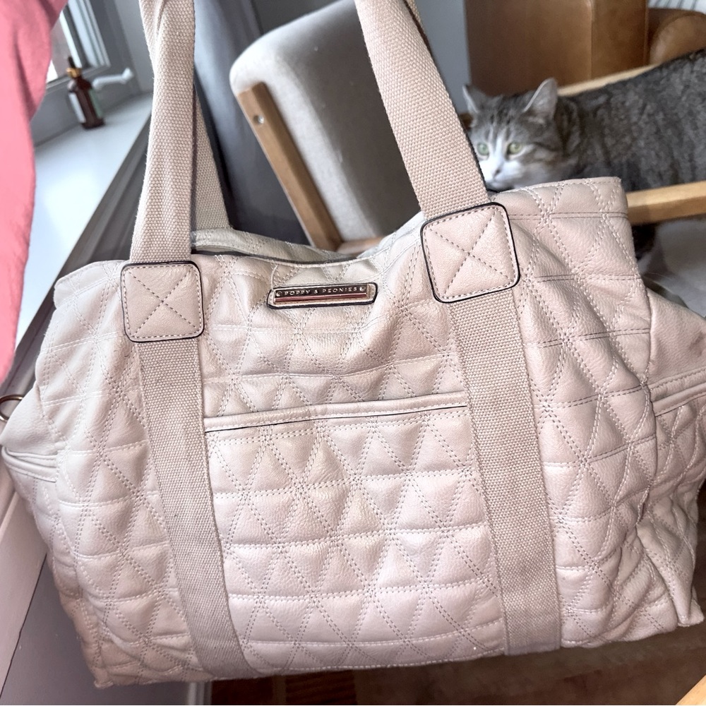 Poppy and peonies quilted weekender